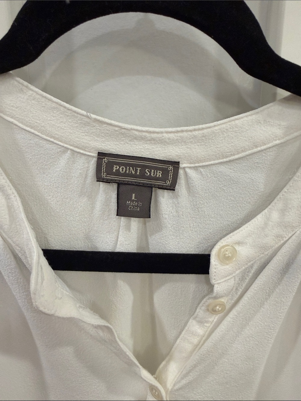 Point Sur White Short Sleeve Button Henley Blouse - Picture 2 of 3